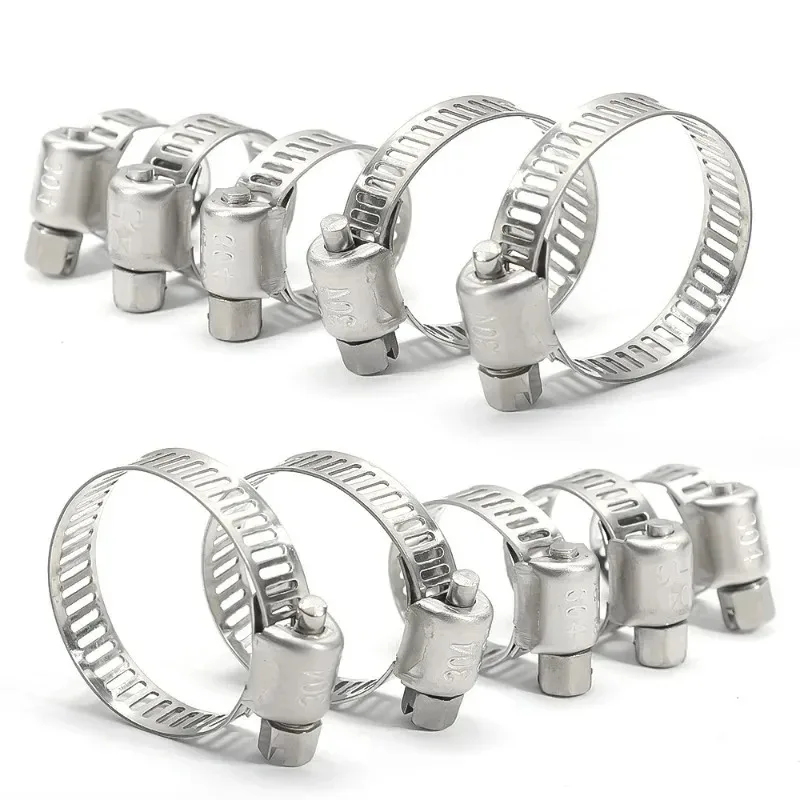 20/10Pcs Hose Clips Pipe Clamps Stainless Steel Hoop Clamp Hose 304 Stainless Steel Automotive Pipes Clip Fixed Tool 6-29mm