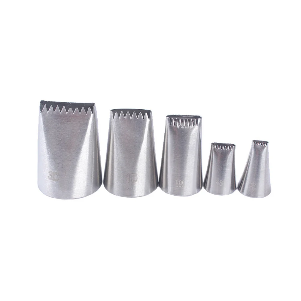 

5pcs Stainless Steel Cream Nozzles 5 Shapes Baking Decoration Tools For Cake Cupcake Cookies Muffins Ice Cream Pastry Tips