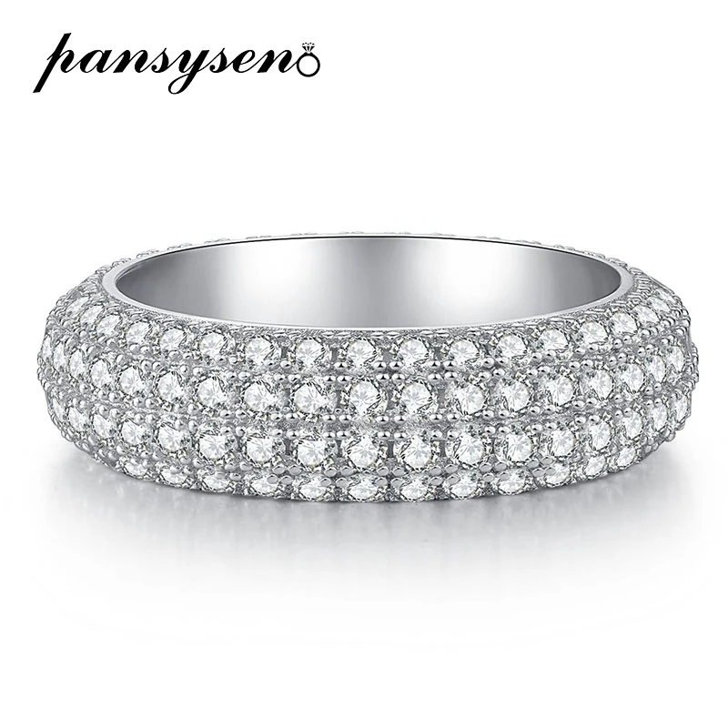 

PANSYSEN 18K White Gold Plated 925 Sterling Silver Lab Sapphire High Carbon Diamond Ring for Women Engagement Jewelry Wholesale