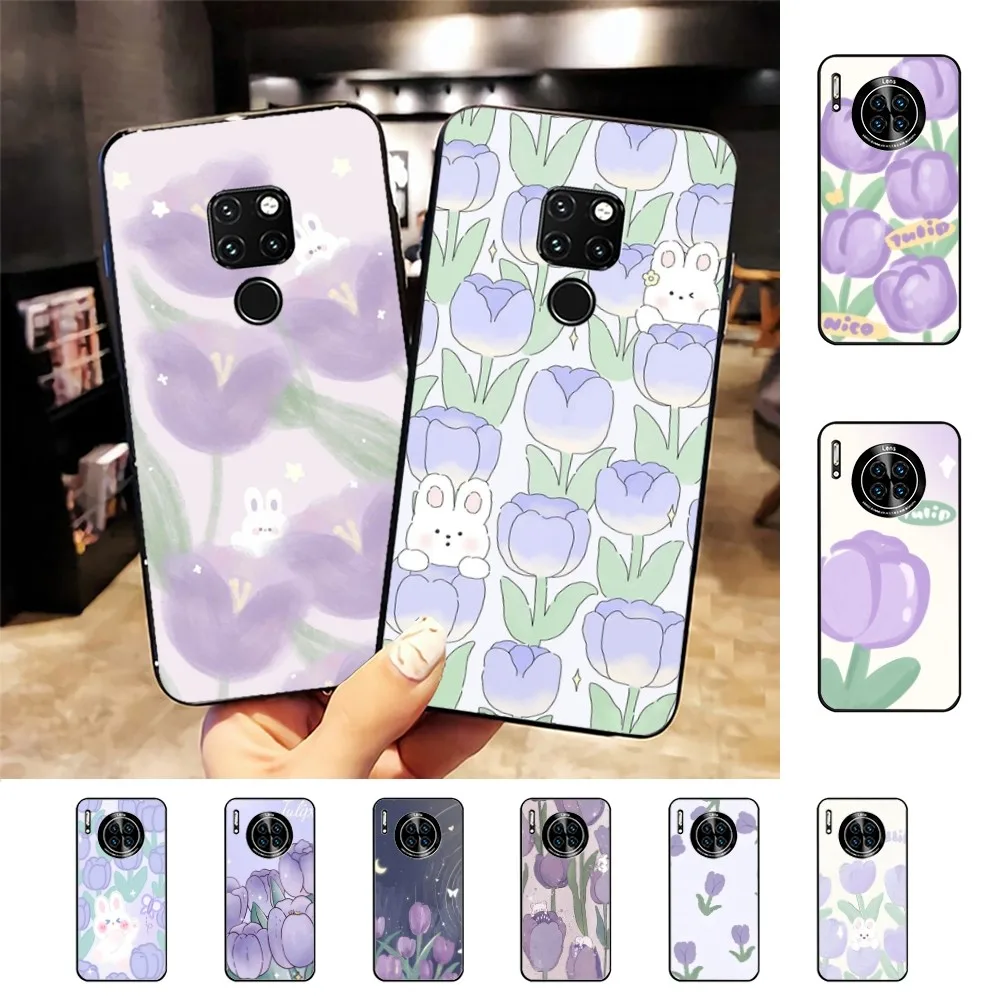 Purple Tulip Phone Case For Huawei Mate 10 20 30 40 50 lite pro Nova 3 3i 5 6 SE 7 pro 7SE