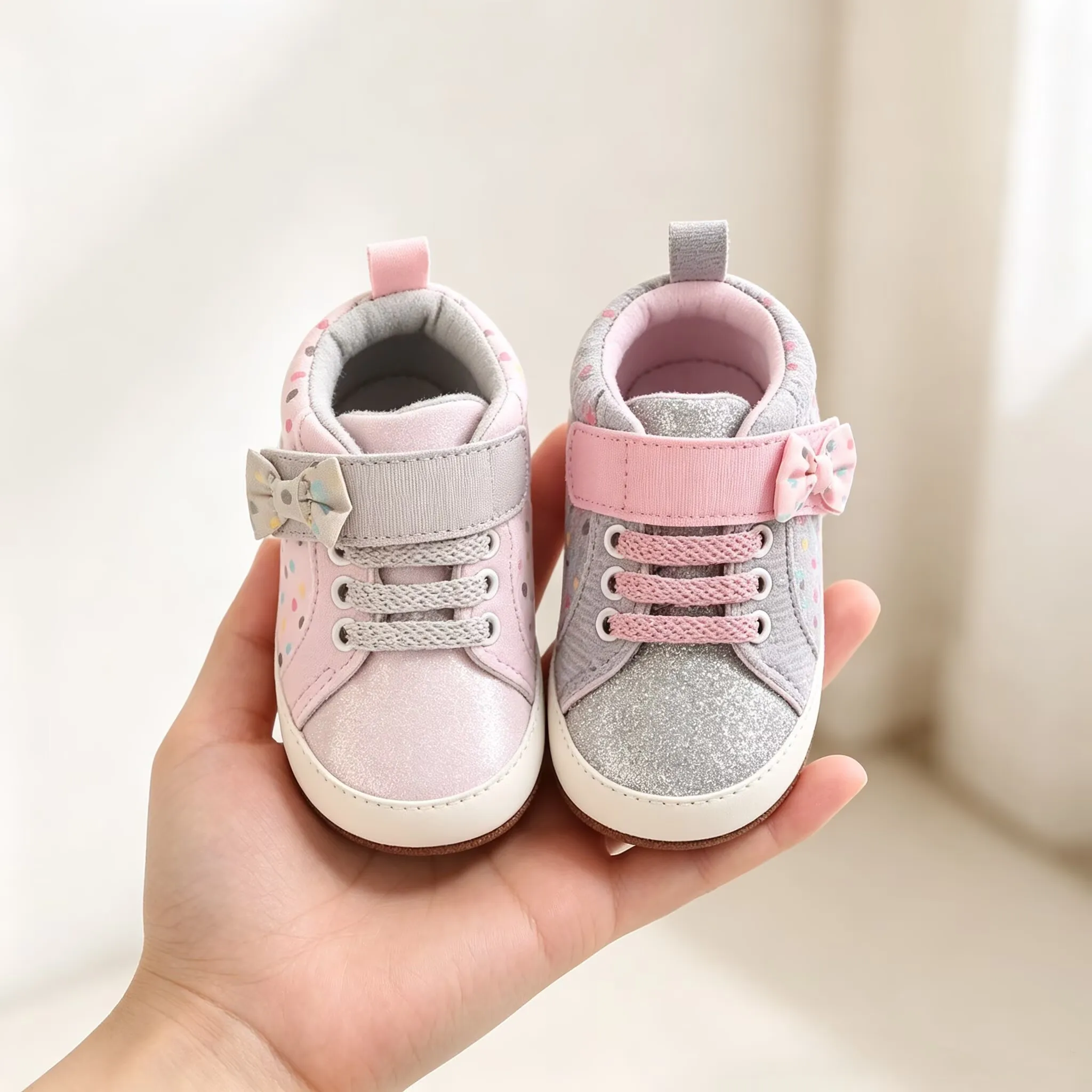 Spring and Autumn New Cute Sweet Colorful Polka Dot Cloth Shoes for Female Babies Comfortable Soft soled Sneakers