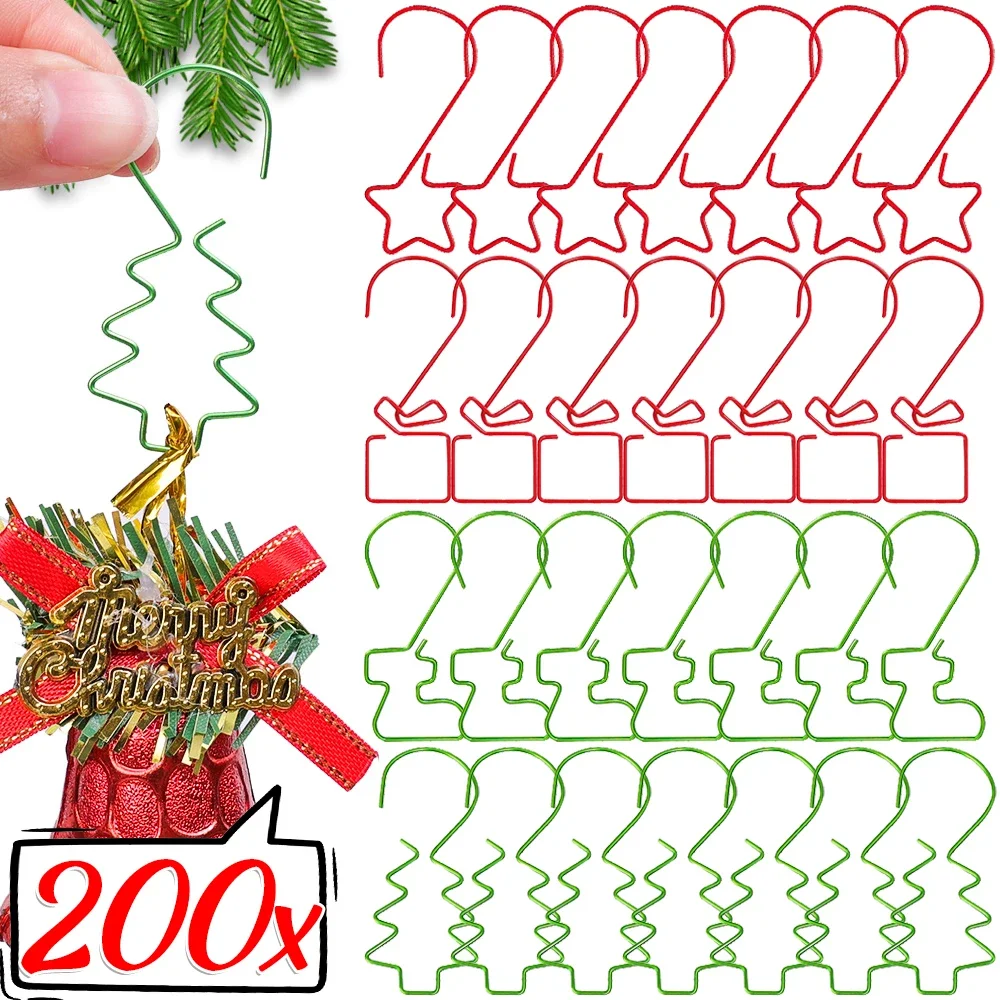 20/200x Christmas Metal S-Shaped Hooks Holder Christmas Tree Ball Pendant Hanging Decorations For Home Navidad New Year Supplies