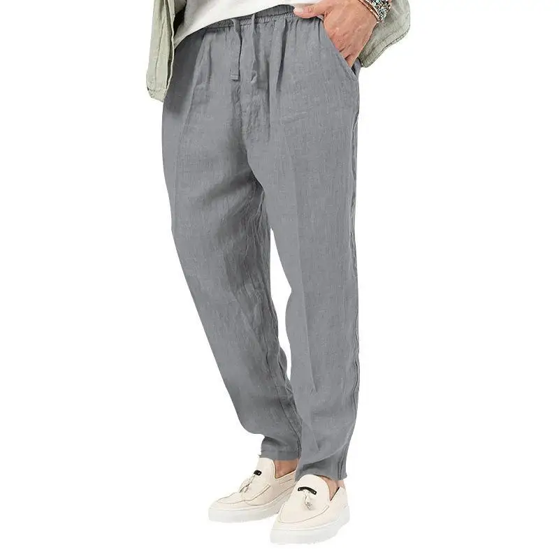 ฤดูร้อนผู้ชาย Cross-border Breathable ผ้าฝ้ายและผ้าลินินกางเกง AliExpress หลวมสบายๆกีฬากางเกงผู้ชาย
