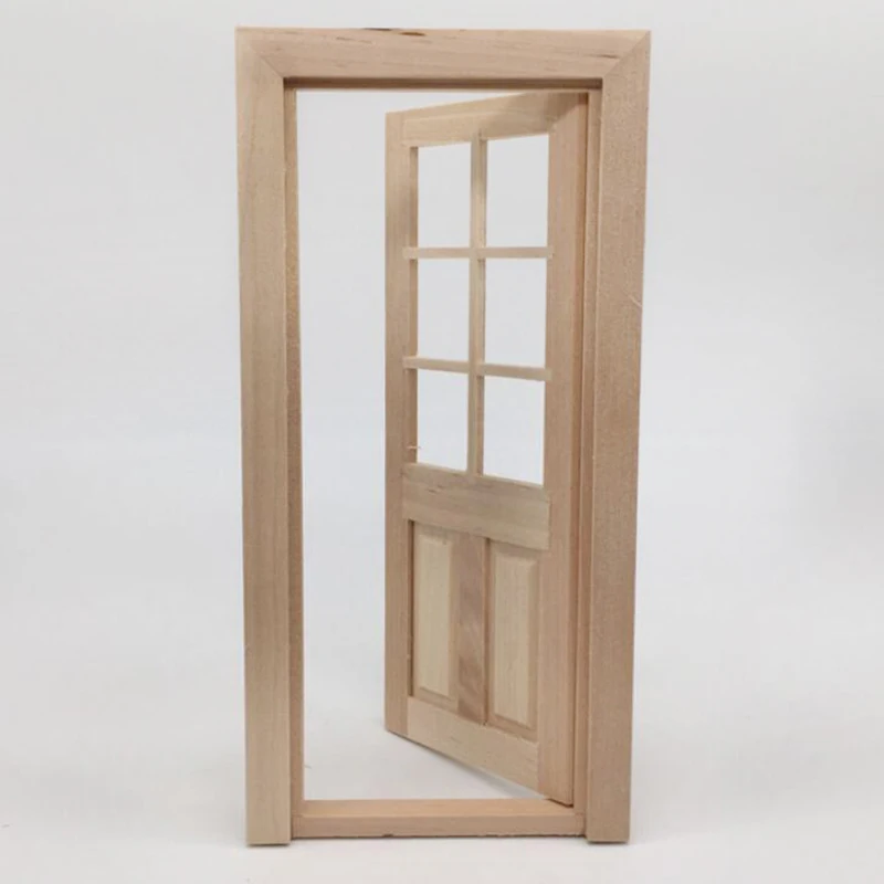 

DIY Неокрашенный кукольный домик в масштабе 1/12, миниатюрная модель деревянной двери, игрушечный аксессуар для коллекционеров, украшения для кукольного домика, подарки для детей