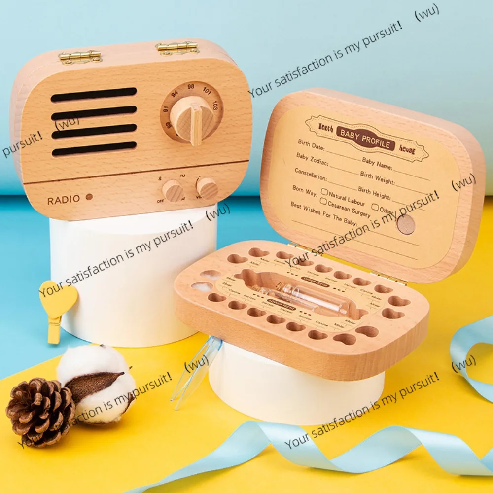 Children's baby teeth commemorative box Beech girl boy creative collection box Photo frame Baby tooth replacement storage box