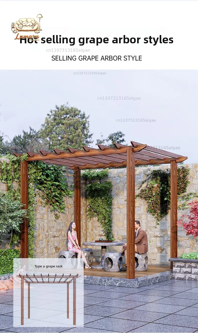 Preservative wood grape rack courtyard promenade