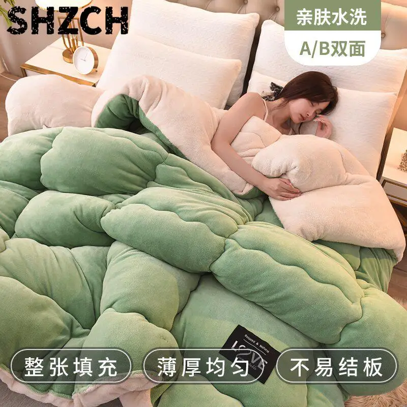 Lamb wool quilt winter thickened warm single double dormitory quilt core milk flannel blanket comforter autumn and winter