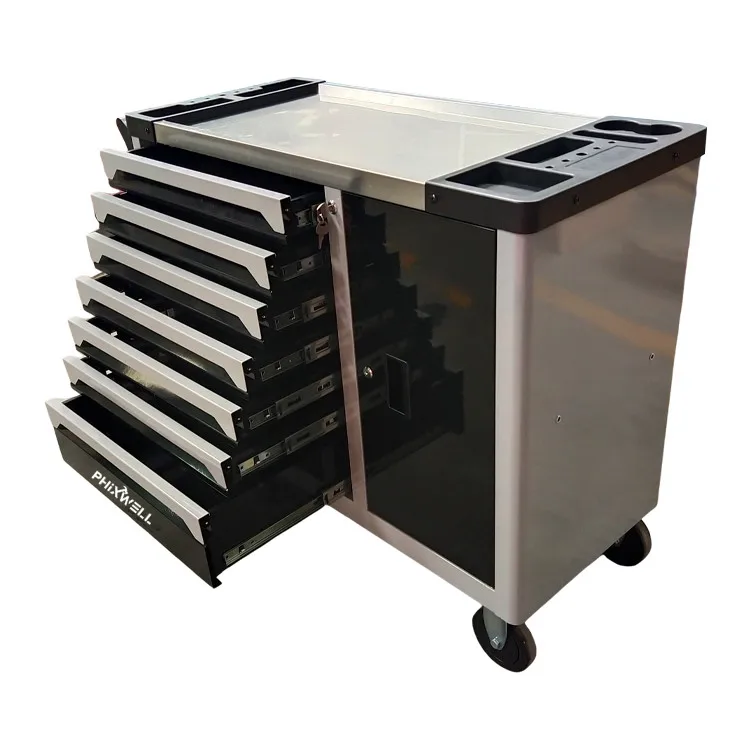 PHIXWELL METAL STORAGE CABINET WITH 7 DRAWERS TOOL CABINET WITH CASTERS and PROFESSIONAL TOOLS