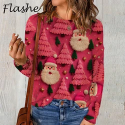 Christmas Sweater Women Long Sleeve Printed Knitted Sweaters For Women Autumn Winter Casual Jumper Pullover