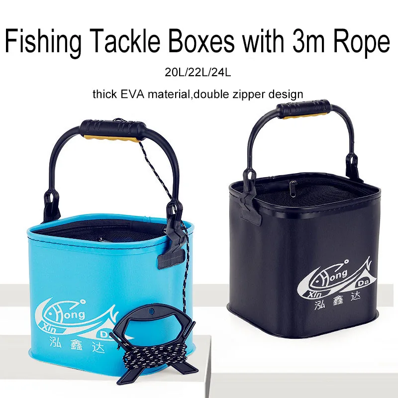 

EVA Square Water Bucket Portable Fishing Bucket Folding Thickening Living Fish Bucket Water Tank Camping Tackle Live Fish Box