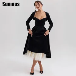 Sumnus preto a linha vestido de baile cinta de espaguete querida vestidos de festa chá-comprimento contraste cor vestidos formais 2024 personalizado