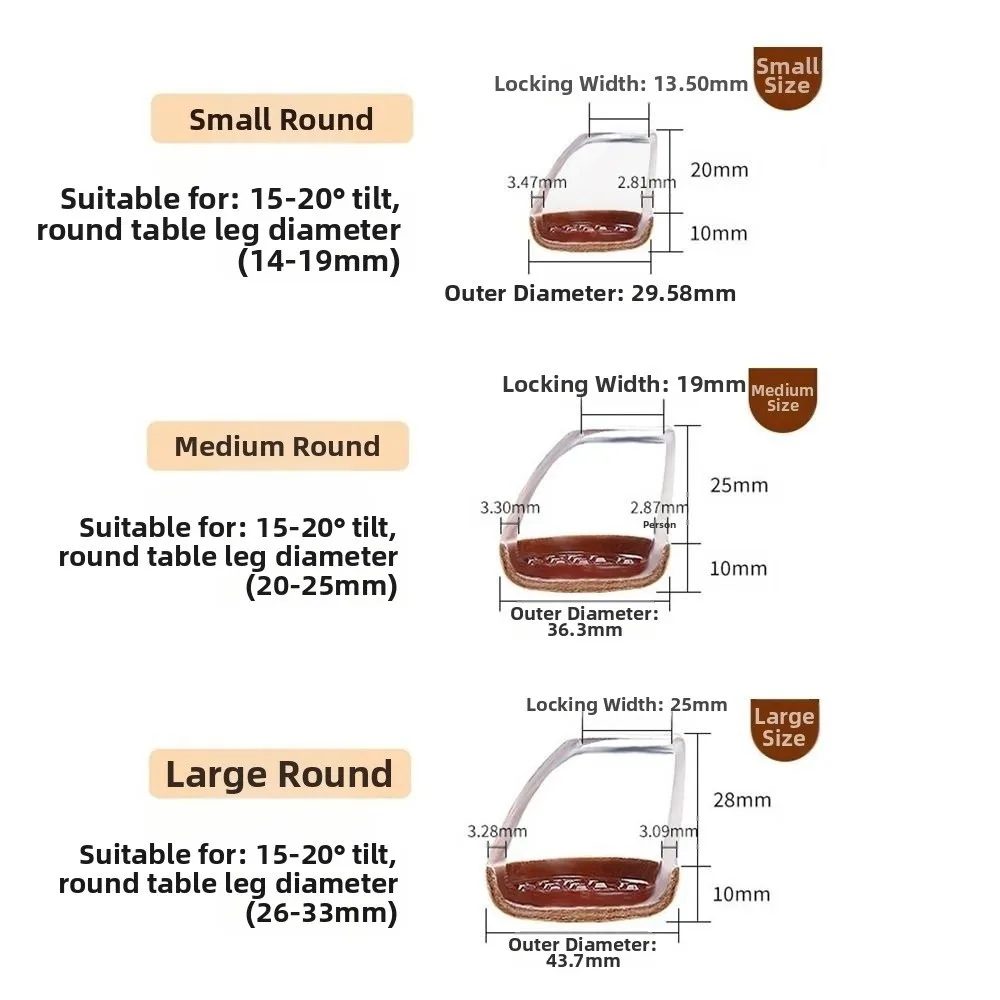 8 قطع من واقيات أرجل الكرسي القطرية، أغطية القدم المرنة متعددة الوظائف، وسادات سميكة لحماية الأرضيات الخشبية #6