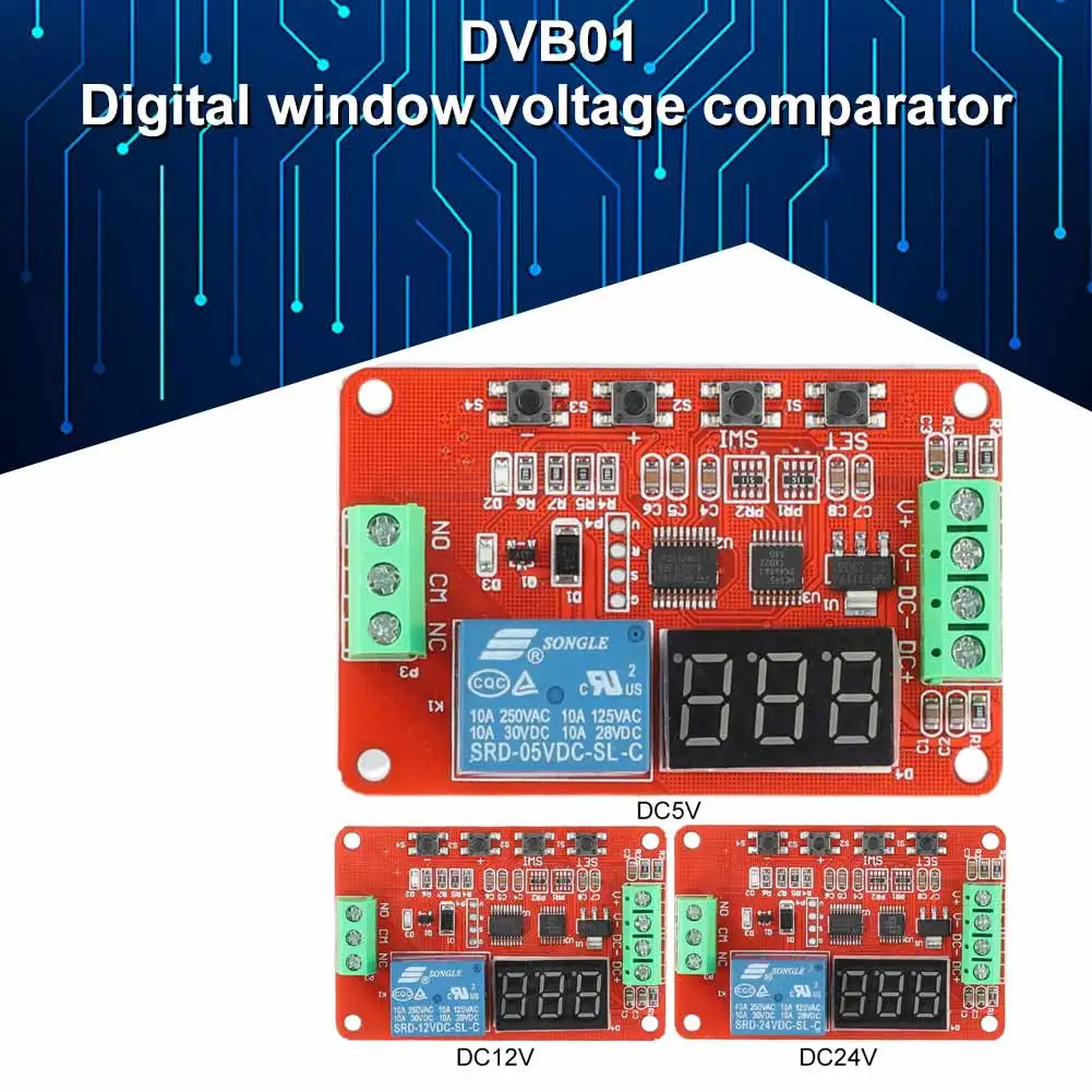 DVB01 Display digitale comparatore di tensione della finestra DC 5V 12V 24V misurazione della tensione modulo di protezione del Monitor di scarica