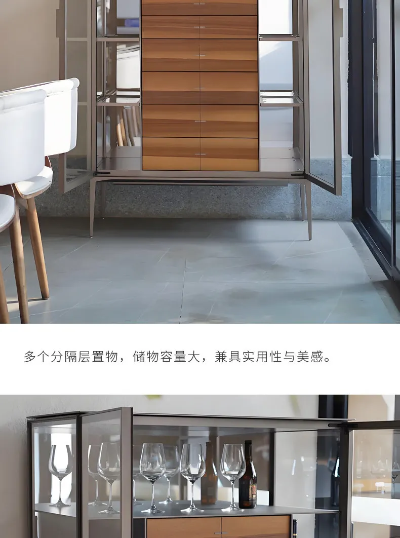 Large flat-floor living room minimalist eight-draw decorative wine cabinet