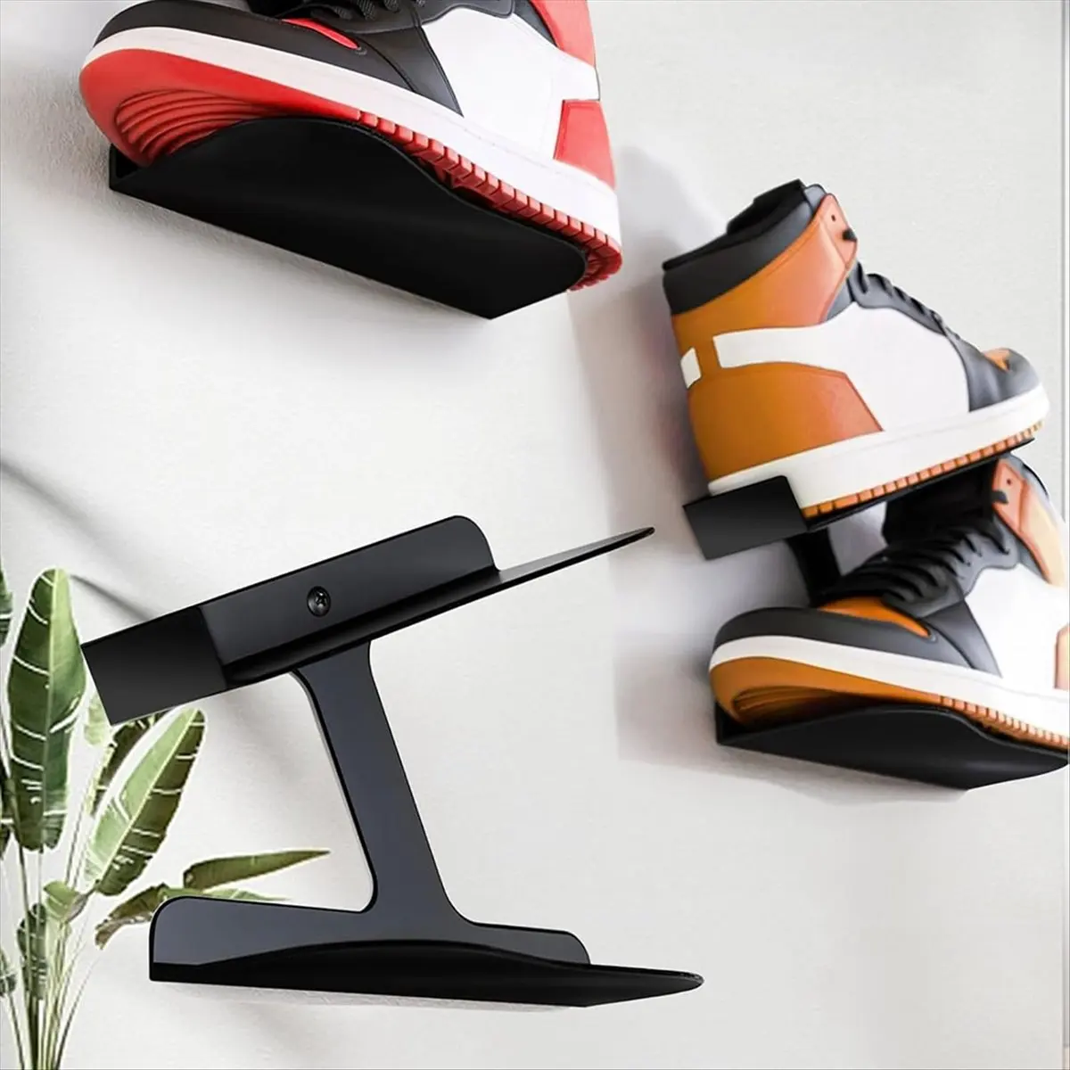 A67T NEW Wall Mount Floating Shoe Shelves, Sturdy Levitating Sneaker Rack for Showcasing Shoe Collections 2pcs