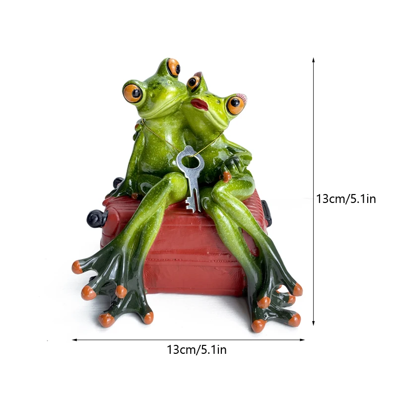 Resin Leggy Couple Frog Decorative Figurines Animal Suitcase Piggy Bank Coin Storage Home Desktop Decor Accessories