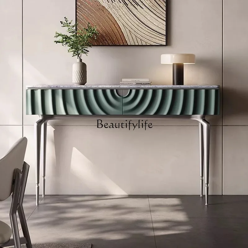 

Light luxury modern marble entrance cabinet, high-end entry luxury stone simple entrance hall entrance rack