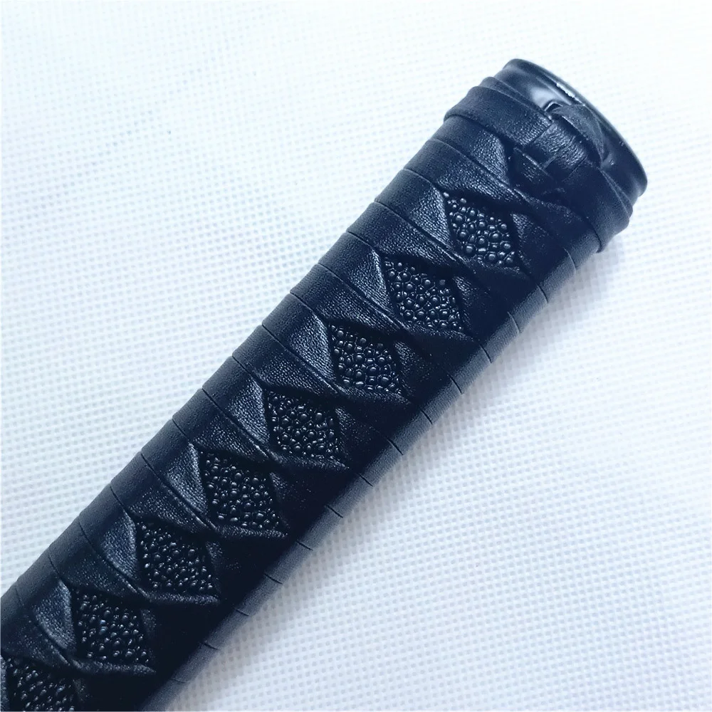 Unique 30cm Handle Tsuka Hilt Alloy Fuchi Kashira Menuki For Real Japanese Japan Samurai Katana Sword Fittings Black Leather Ito - view 3