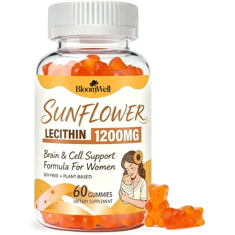 Sunflower lecithin gummies 1200mg liver and cell health daily supplement 60 gummies