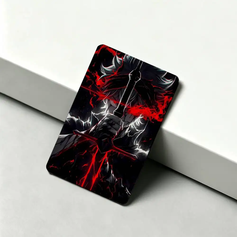Black Clover A-Asta Anime 1Set 4Pcs Waterproof Card Skin Stickers for Credit Bus IC Cards view 4