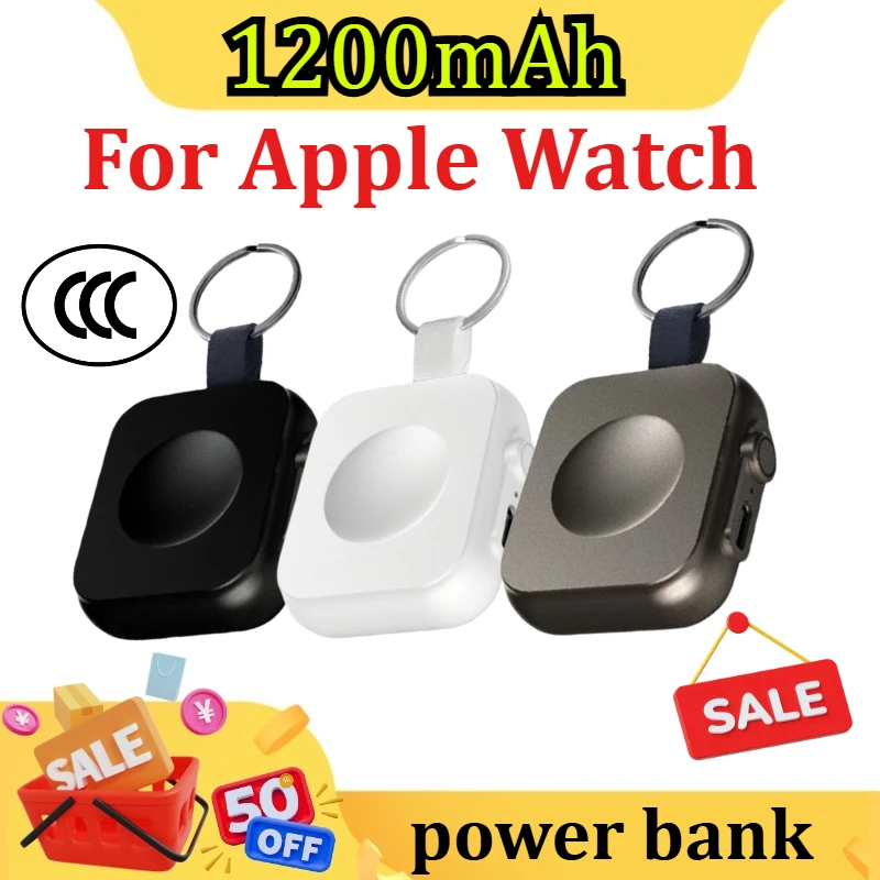 

Mini Magnetic Wireless Power Bank 1200mAh For Apple Watch Series Type C L Cable Fast Charger Portable Mobile Power Bank