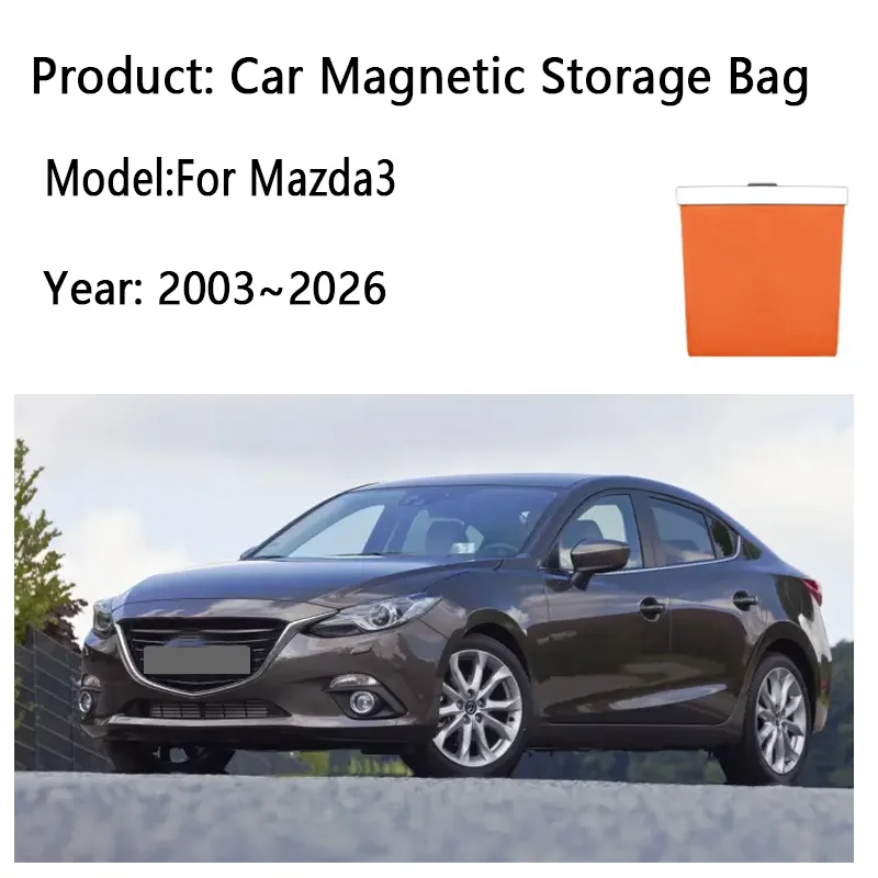 For Mazda3 2015 2003~2026 Car Garbage Bag Storage Box Magnetic Adsorption Seat Back Trash Bag Interior Organizers Accessories