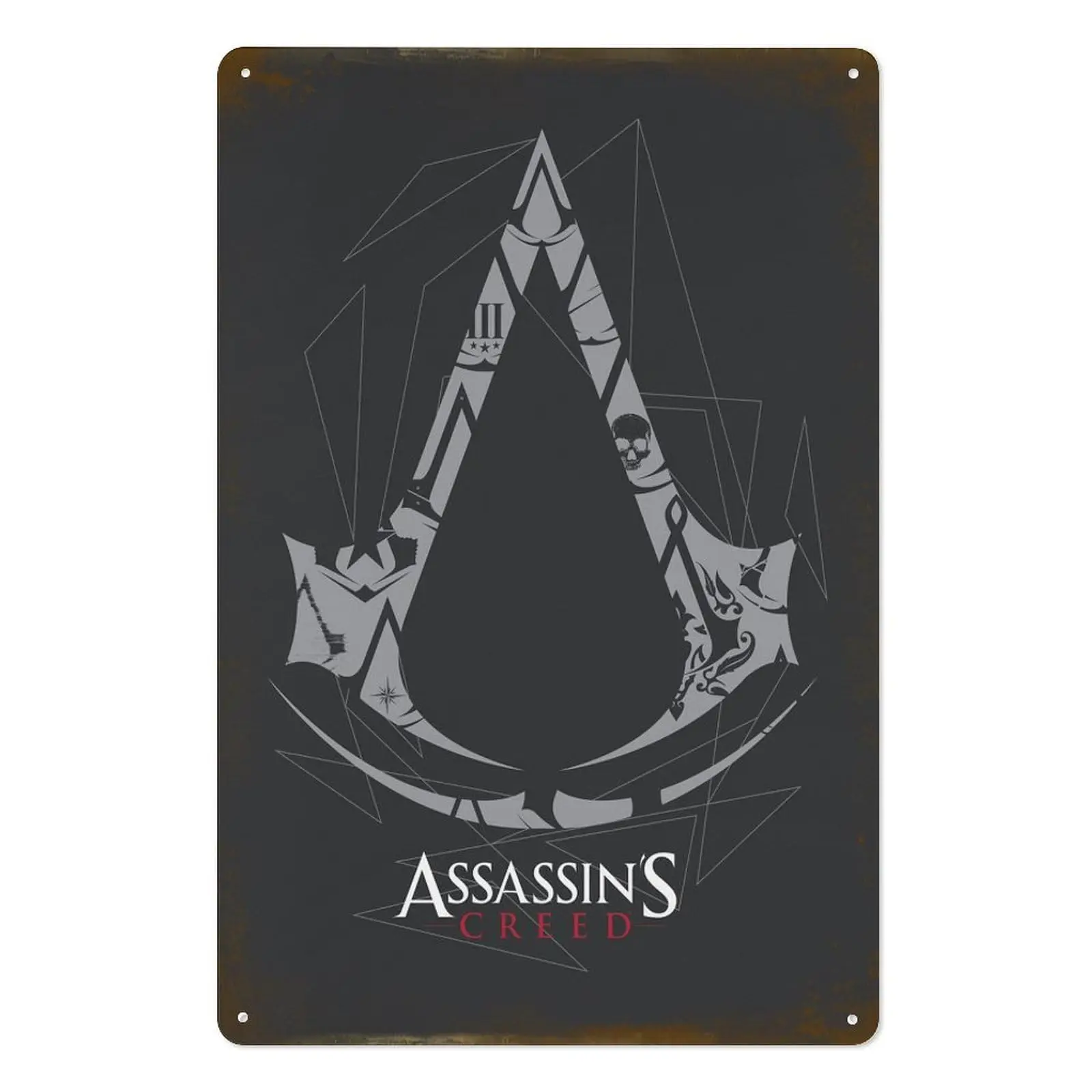 Assassins Creed Logo Metal Tin Sign Poster 8”×12” Painting Sign Funny Wall Vintage Art Decor Retro Plaque For Home Bar Pub Club