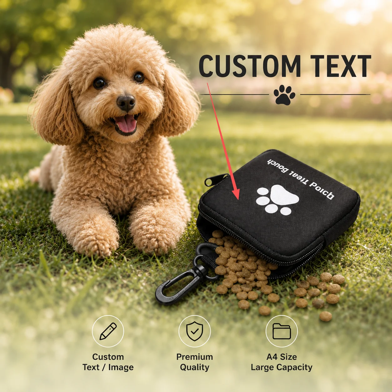 

Exquisite Portable Custom Name Dog Training Pouch for Small Medium Dogs Vintage Oxford Bag for Outdoor Walking Obedience Agility