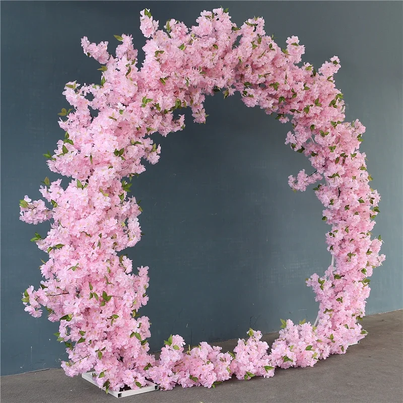 Luxury Cherry Blossoms Round Arch Wedding Background Decorations Home Party Decoration Romantic Arrangements Artificial Flowers