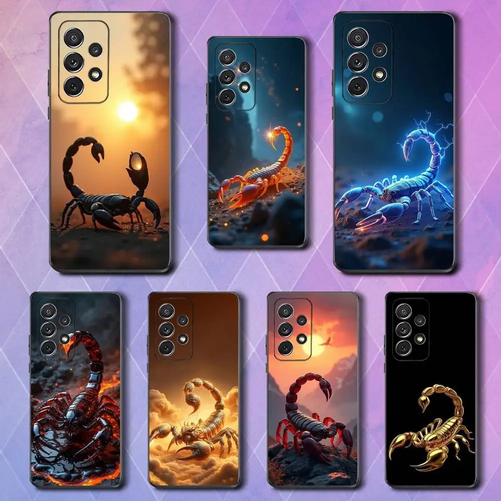 Cool Art Animal Scorpion Phone Case For Samsung S25,S24,S23,S22,S21,S20,S10,Ultra,Plus,Lite,FE,Soft Silicone Black Cover