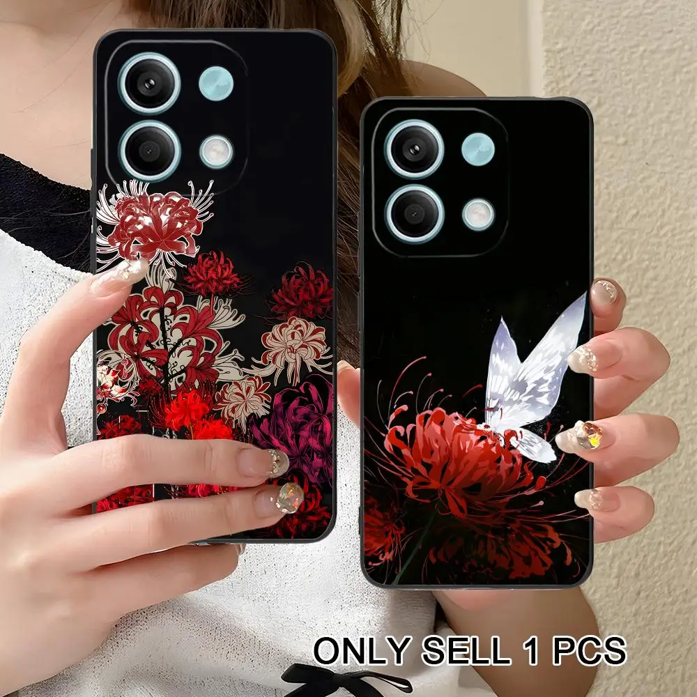 Rote Spinnenlilie Lycoris Handyhülle für Xiaomi Redmi Note 15 14 13 12 11 S Pro Plus 4G 5G Weiche TPU Stoßfeste Schutzhülle