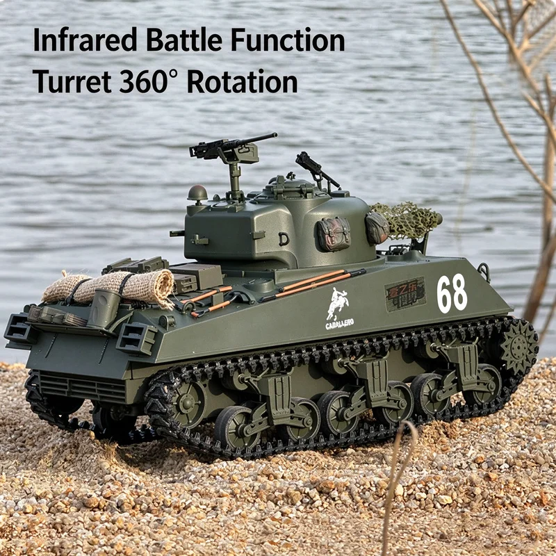 1/16 US M4A3 Sherman Simulation Remote Control Metal Crawler Tank Electric RC 2601 Fury Battle Model With Sound-Light And Smoke
