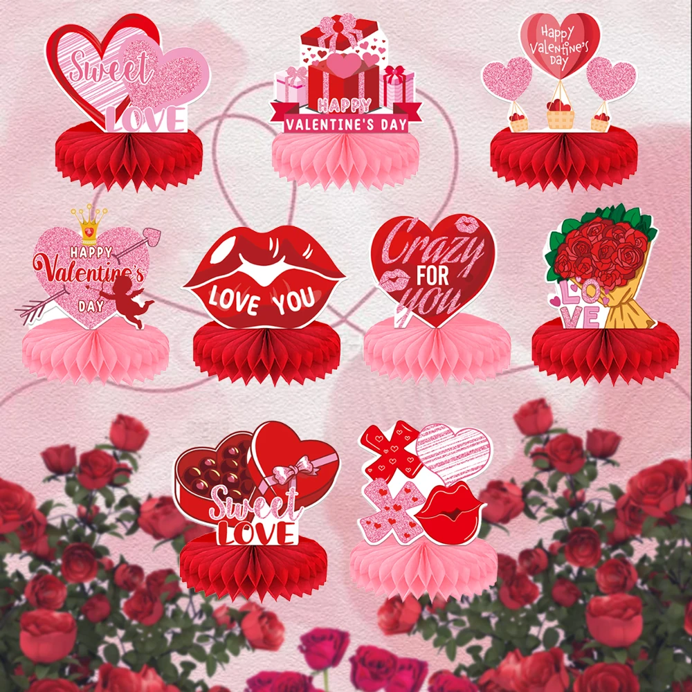 9 stücke Valentinstag Party Waben Dekoration Valentinstag Zwerg Party Dekoration Bühne Valentinstag Party Dekoration