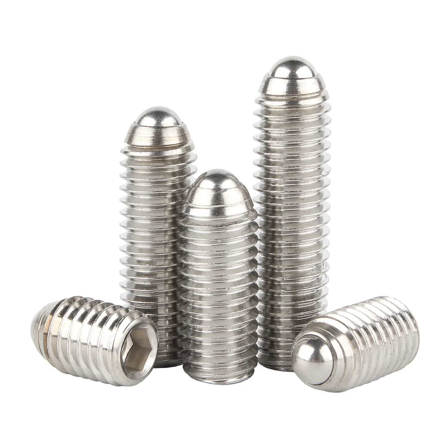 1~5Pcs M2.5 M3 M4 M5 M6 M 8M10 M12 M16 304 Stainless steel Hex Socket Spring Ball Plunger Grub Point Set Screw