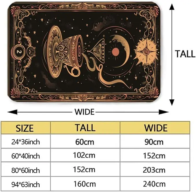 Retro Mysterious Space Stars Celestial Design Elements Coffee Gorgeous Luxury Tarot Carpet, Soft and Comfortable Flannel Fabric