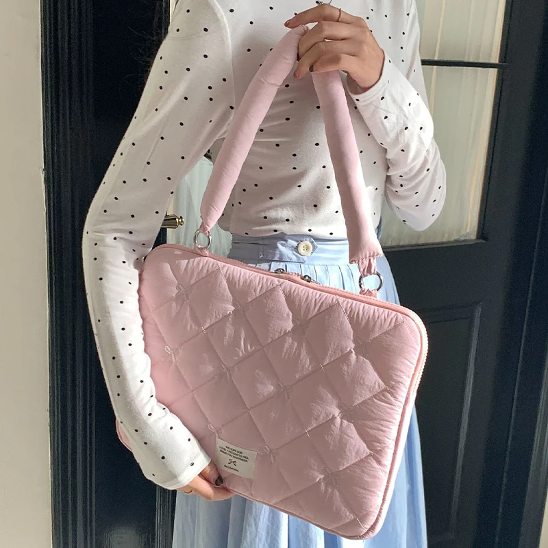 حقيبة كمبيوتر محمول واقية مع تصميم معلق على شكل فيونكة لجهاز MacBook iPad pro Dell HP Notebook Handbag Protector Computer