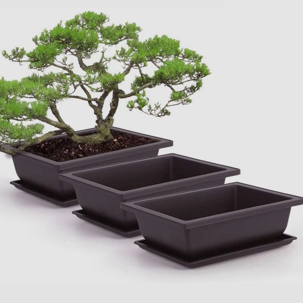 5 Pcs Breathable Flowerpots Bonsai Rectangular Practical Recycled Plastic Indoor Planting Containers