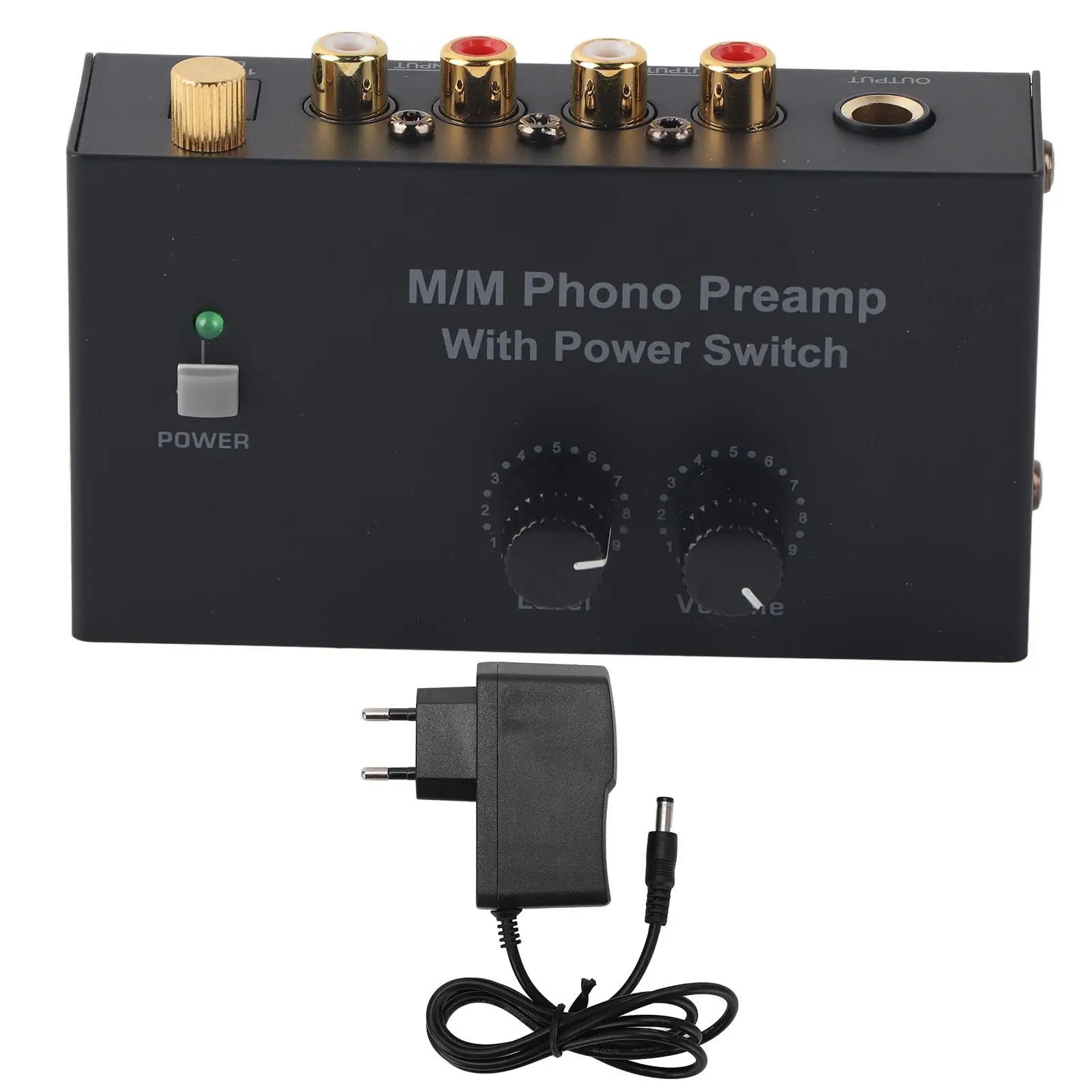 Phono Preamp for Turntables with RCA Input/Output, Volume Control, EU Plug, 100-240VAC - Model PP500