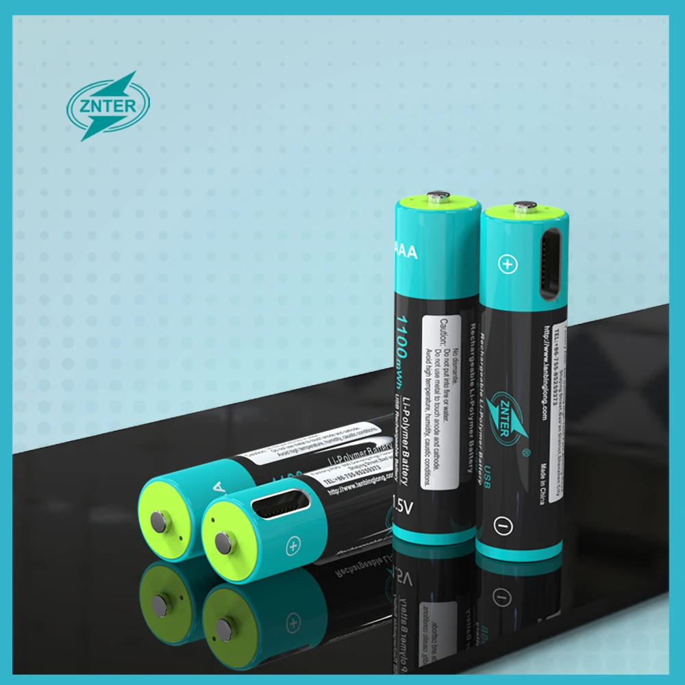 ZNTER 1.5V AAA USB Rechargeable 1100mwh AAA Battery Type-C Lithium Polymer Battery Quick Charging