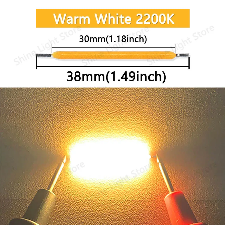 10 ~ 1200 stücke LED Filament 3V 38mm LED COB Edison Birne Hause Dekoration Lichtquelle Hochzeit Oarty camping Diode DIY