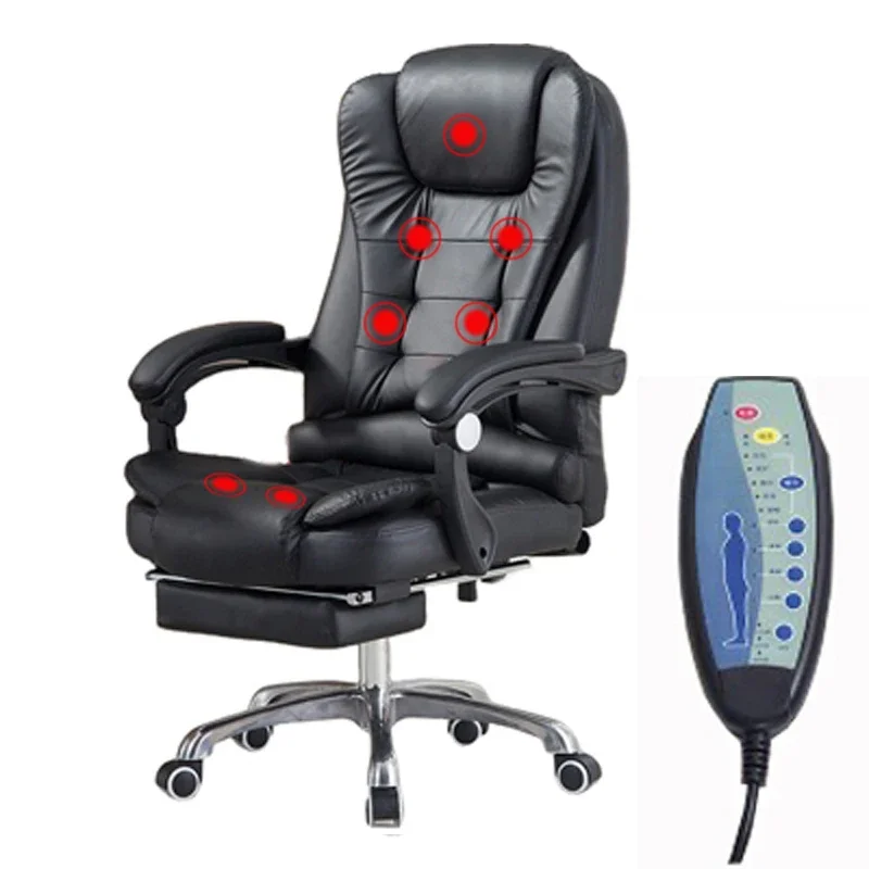 soft ergonomic office furniture executive recliner boss chairs luxury black PU leather office chair with footrest