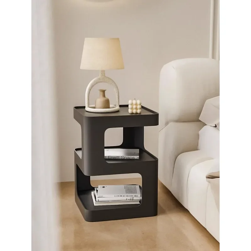 

Modern Simple Small Black Bedside Table Creative Minimalist Nightstand for Bedroom Furniture Decor