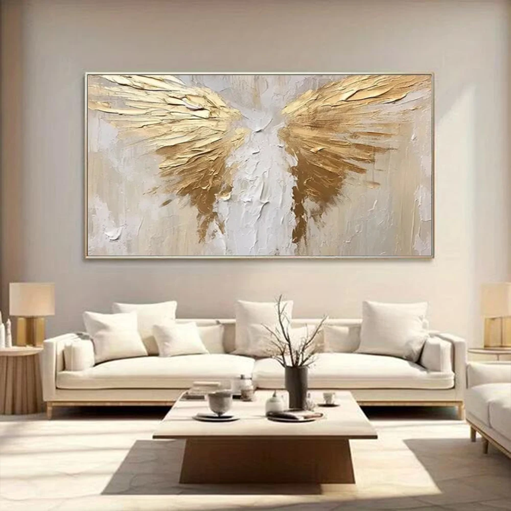 Large Scale Abstract Handmade Texture Painting Gold Foil Abstract Oil Painting Modern Mural Living Room Decoration