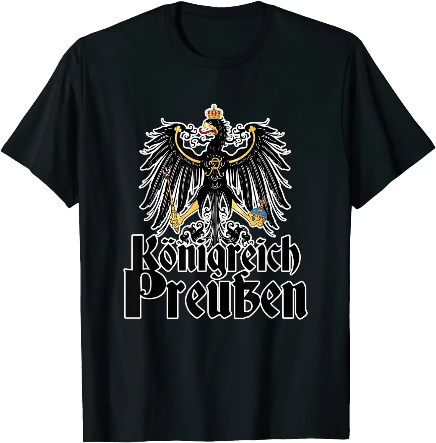 Preussen Prussia Kingdom Eagle Emblem Reichsadler T-Shirt 100% Cotton O-Neck Summer Short Sleeve Casual Mens T-shirt Size S-3XL