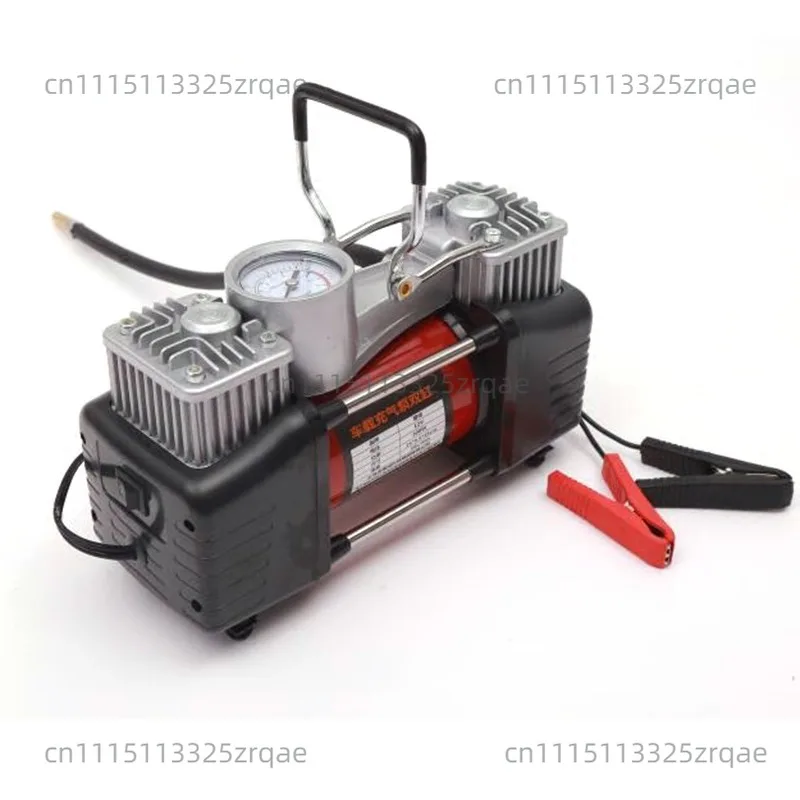 Portable Small Electric 12v Auto Air Pump Heavy Duty Twin Cylinder Tire Inflator Auto Tire Compressor