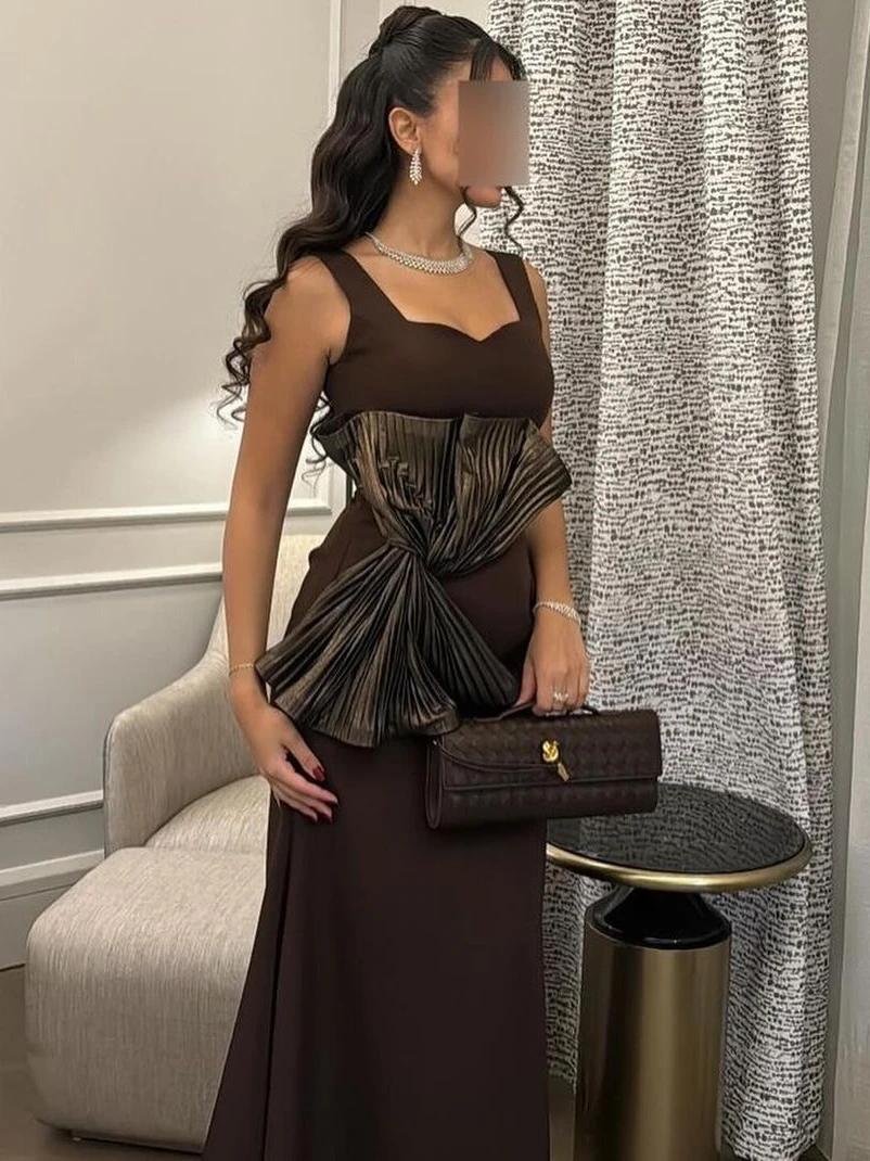 Oisslec Prom Dresses Elegant Vintage Sexy Brown Bow Square Collar Fashion Formal Occasion Prom Dress Evening Party Gowns