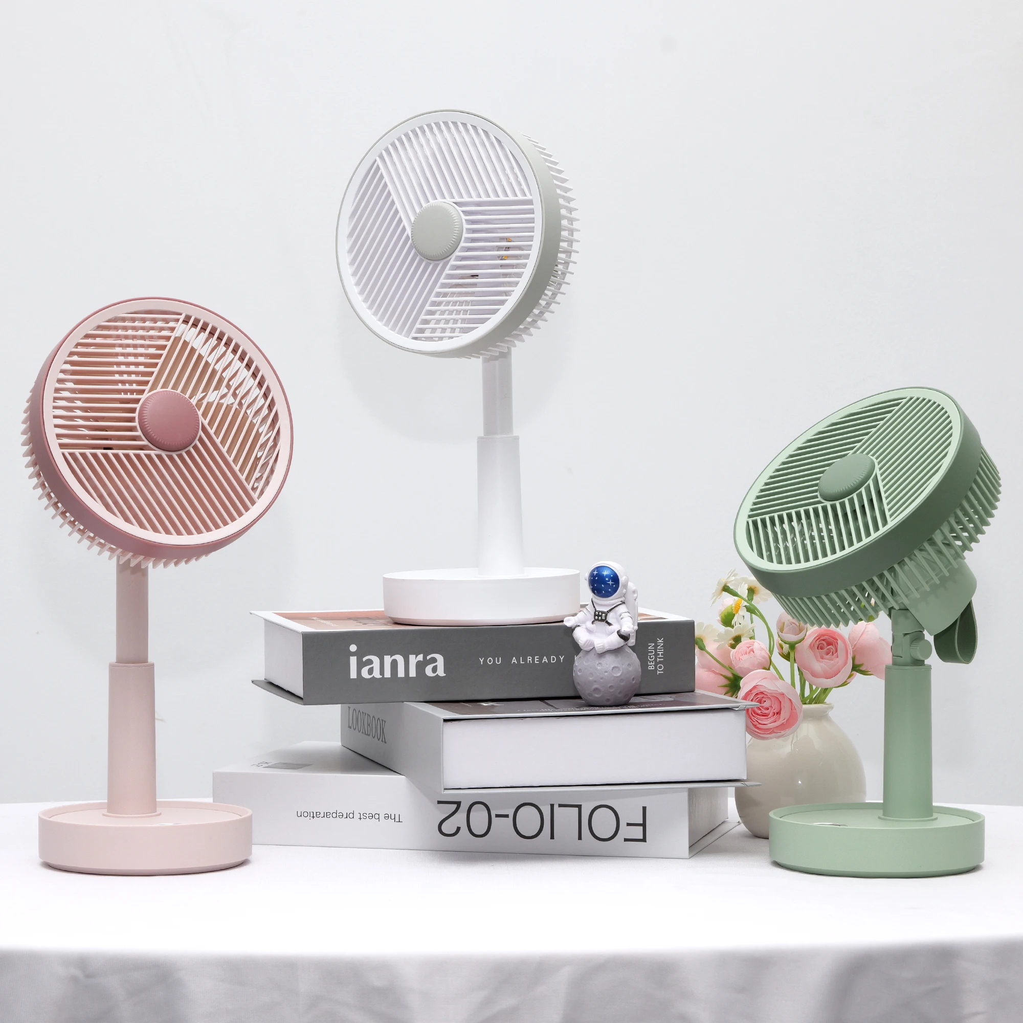 YS-2542-USB Rechargeable Fan with Plant Growth Light, 3 Wind Speeds, Adjustable Angle, One-Button Switch, Long-Press Light Mode