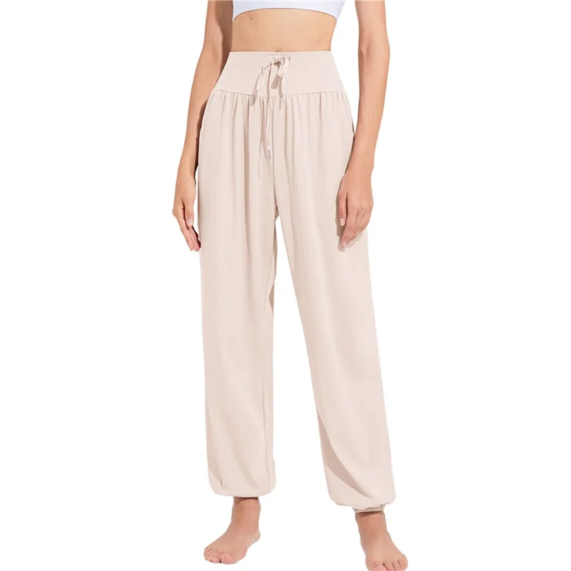 AB15 - Damskie spodnie do jogi z szerokimi nogawkami, wygodne, codzienne i przewiewne