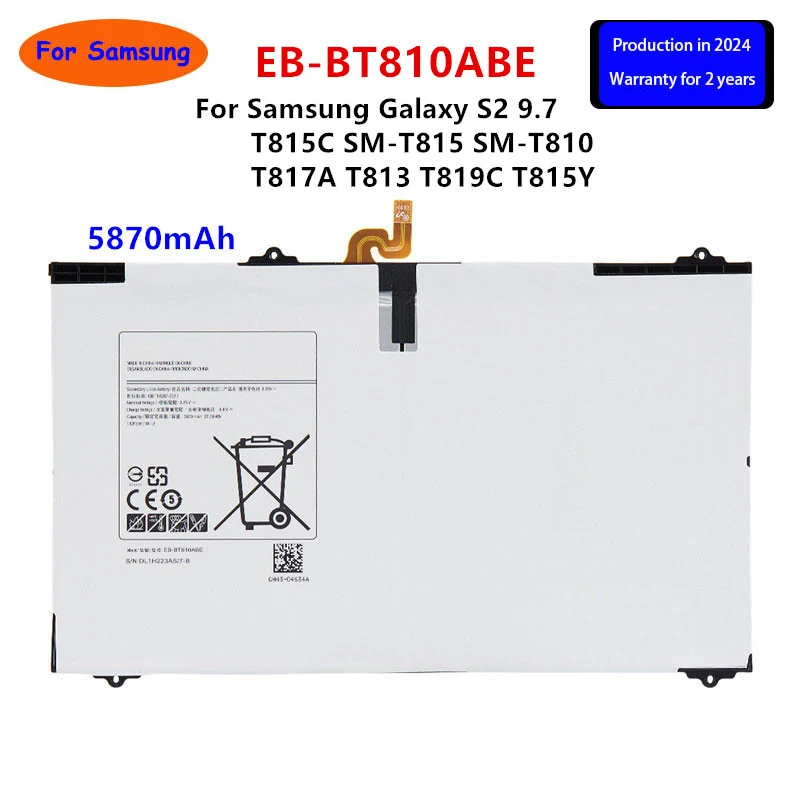 

Brand New EB-BT810ABE 5870mA Tablet Battery For Samsung Galaxy S2 9.7 T815C SM-T815 SM-T810 T817A T813 T819C T815Y