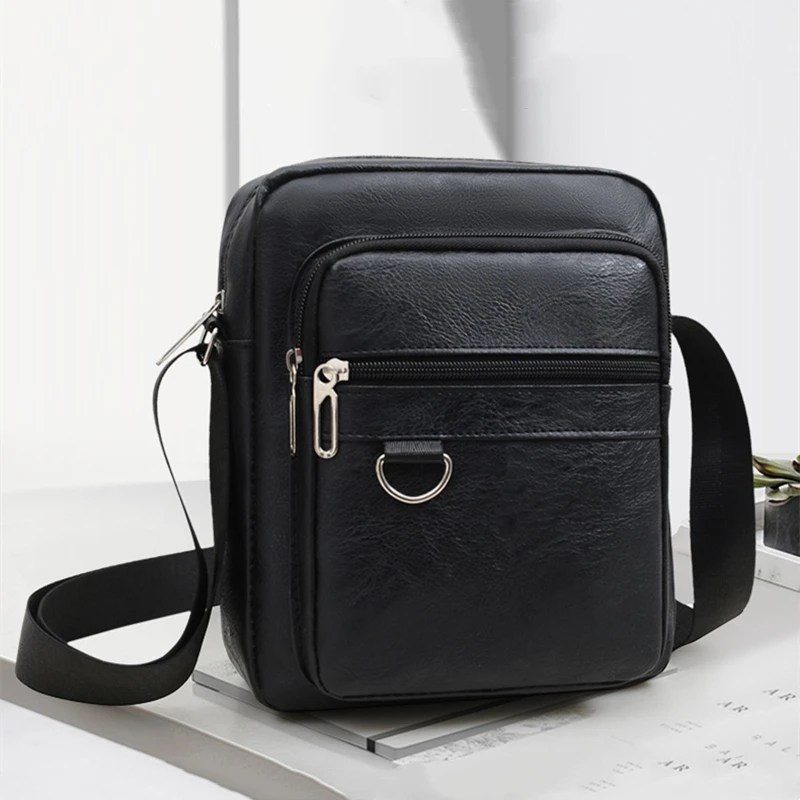 

2025 New Men Leisure Commuter Shoulder Crossbody Bag Fashion Male PU Handbag Vertical Large Capacity Leather phone Bag For men